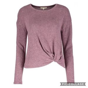 Mauve Front-Tie Hacci Long Sleeve Top